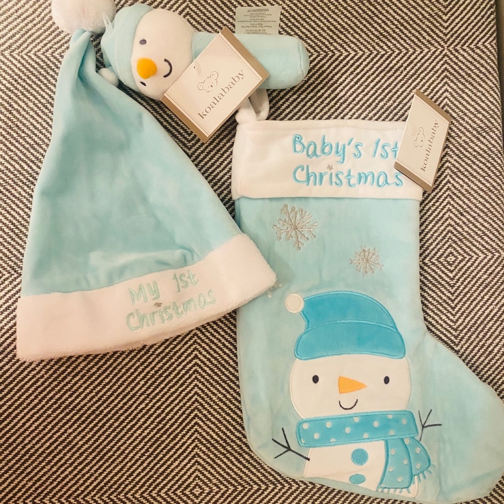 Baby’s 1st Christmas stocking & hat